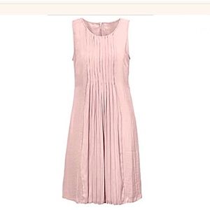 new ELLOS pink blush Pleated dress tunic lined satin shift A line pleats